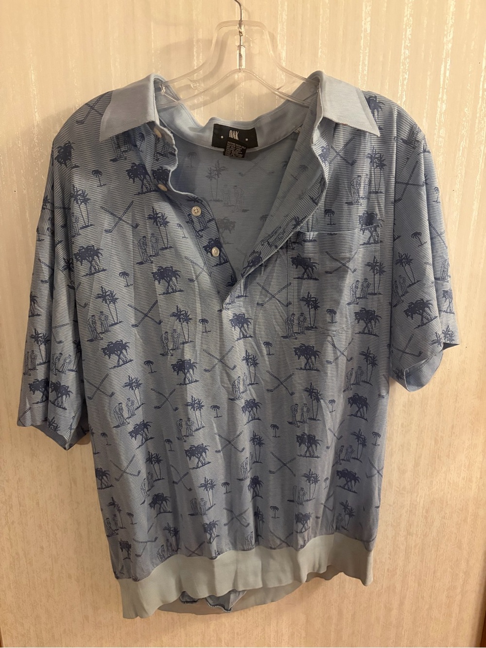 Oak Creek Light Blue Printed Polo Shirt